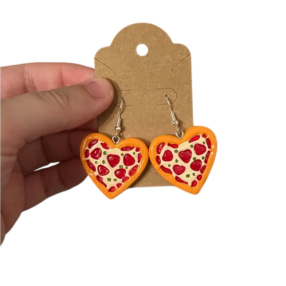 Heart-Shaped Orange and Red Earrings